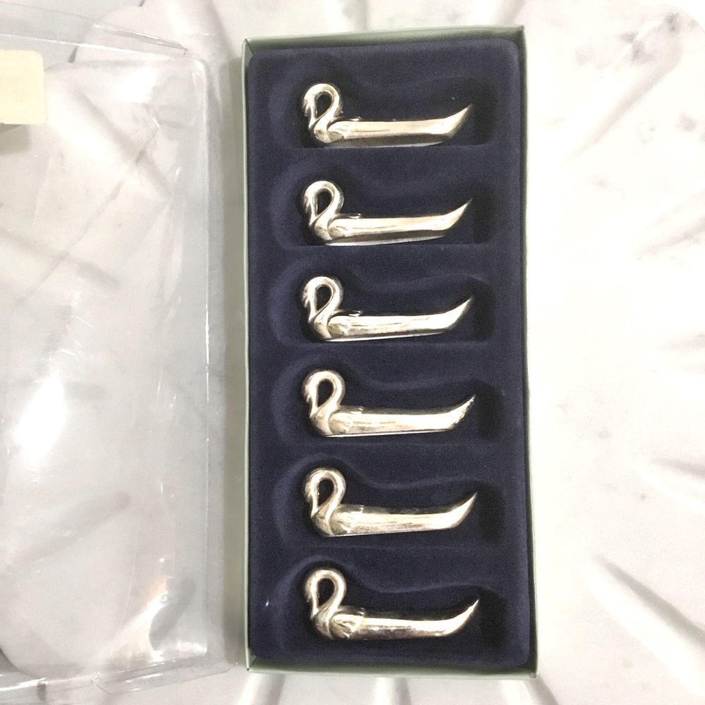 Vintage Silver Plated Swan Knife Rests Set of 6
